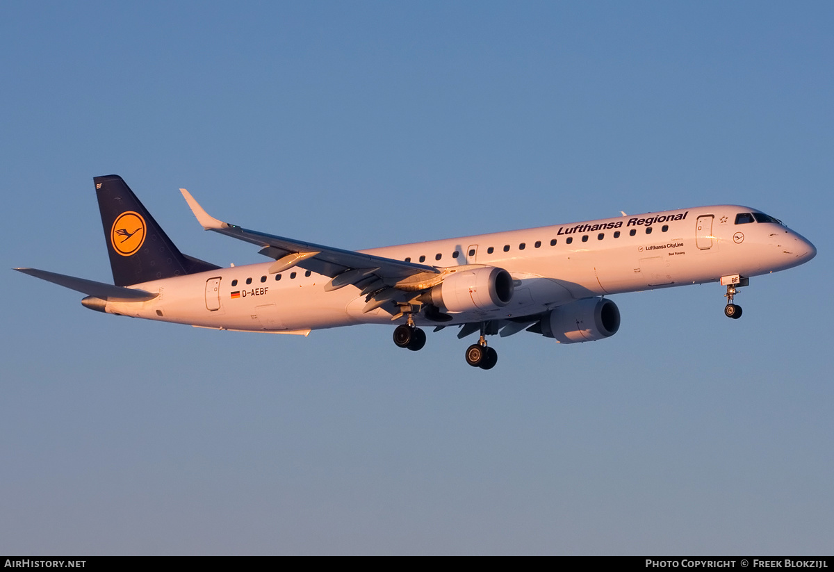 Aircraft Photo of D-AEBF | Embraer 195LR (ERJ-190-200LR) | Lufthansa Regional | AirHistory.net #526131