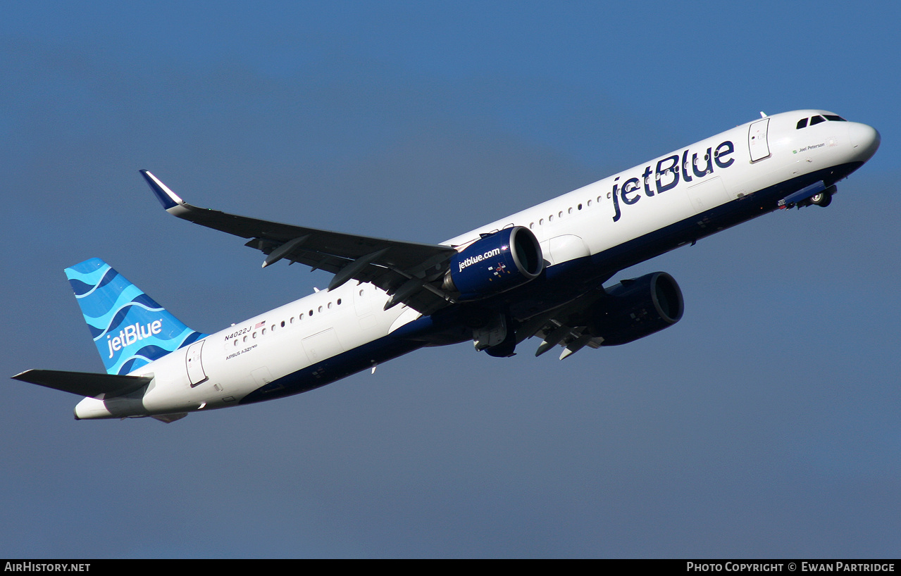 Aircraft Photo of N4022J | Airbus A321-271NXLR | JetBlue Airways | AirHistory.net #527548