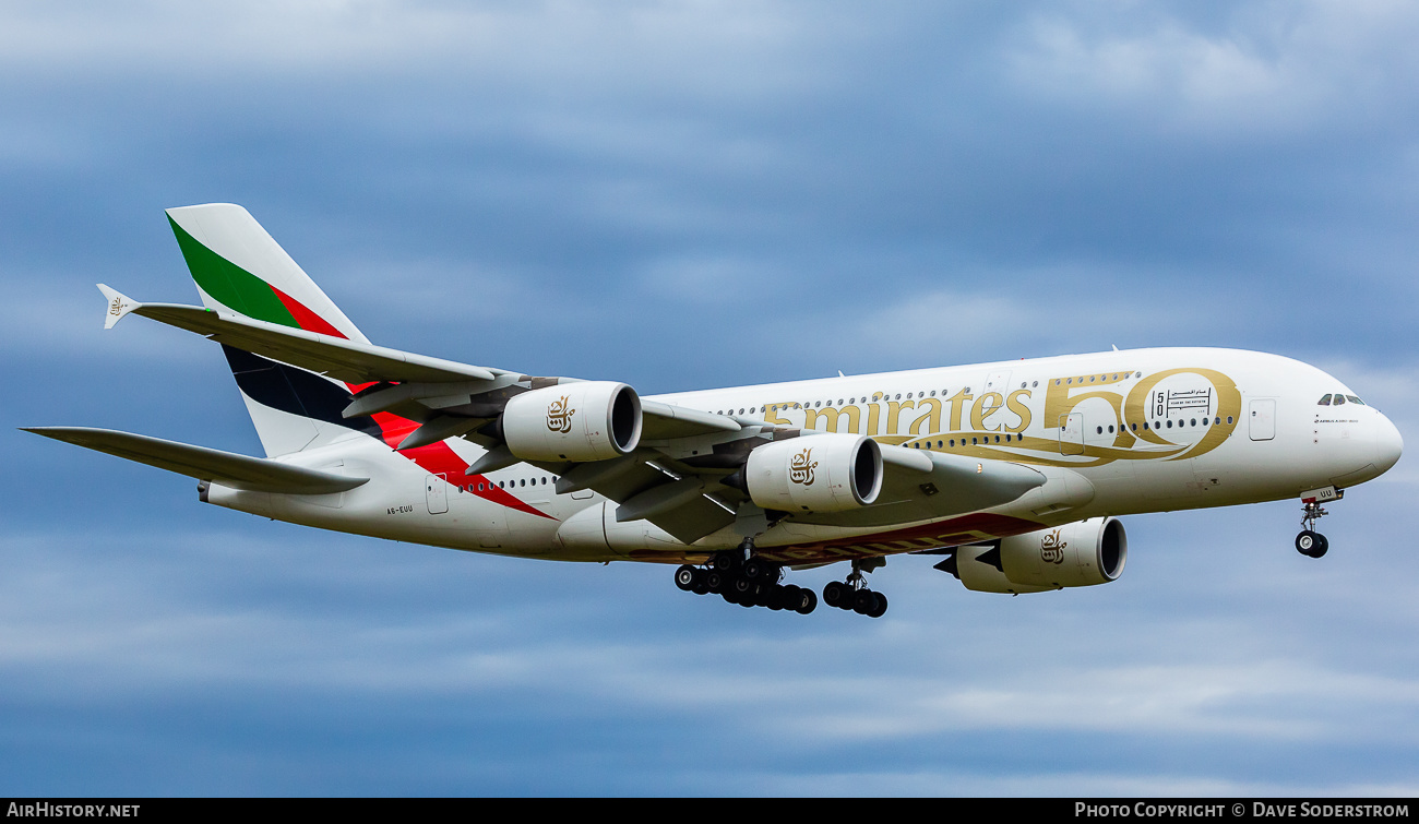Aircraft Photo of A6-EUU | Airbus A380-842 | Emirates | AirHistory.net #528300
