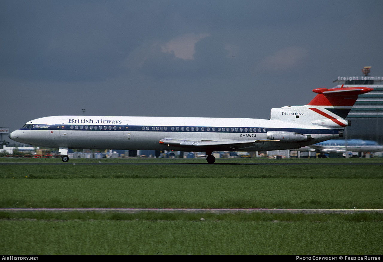 Aircraft Photo of G-AWZJ | Hawker Siddeley HS-121 Trident 3B | British Airways | AirHistory.net #530491