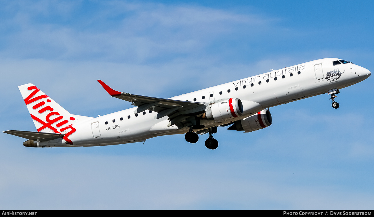 Aircraft Photo of VH-ZPN | Embraer 190AR (ERJ-190-100IGW) | Virgin Australia Airlines | AirHistory.net #532080