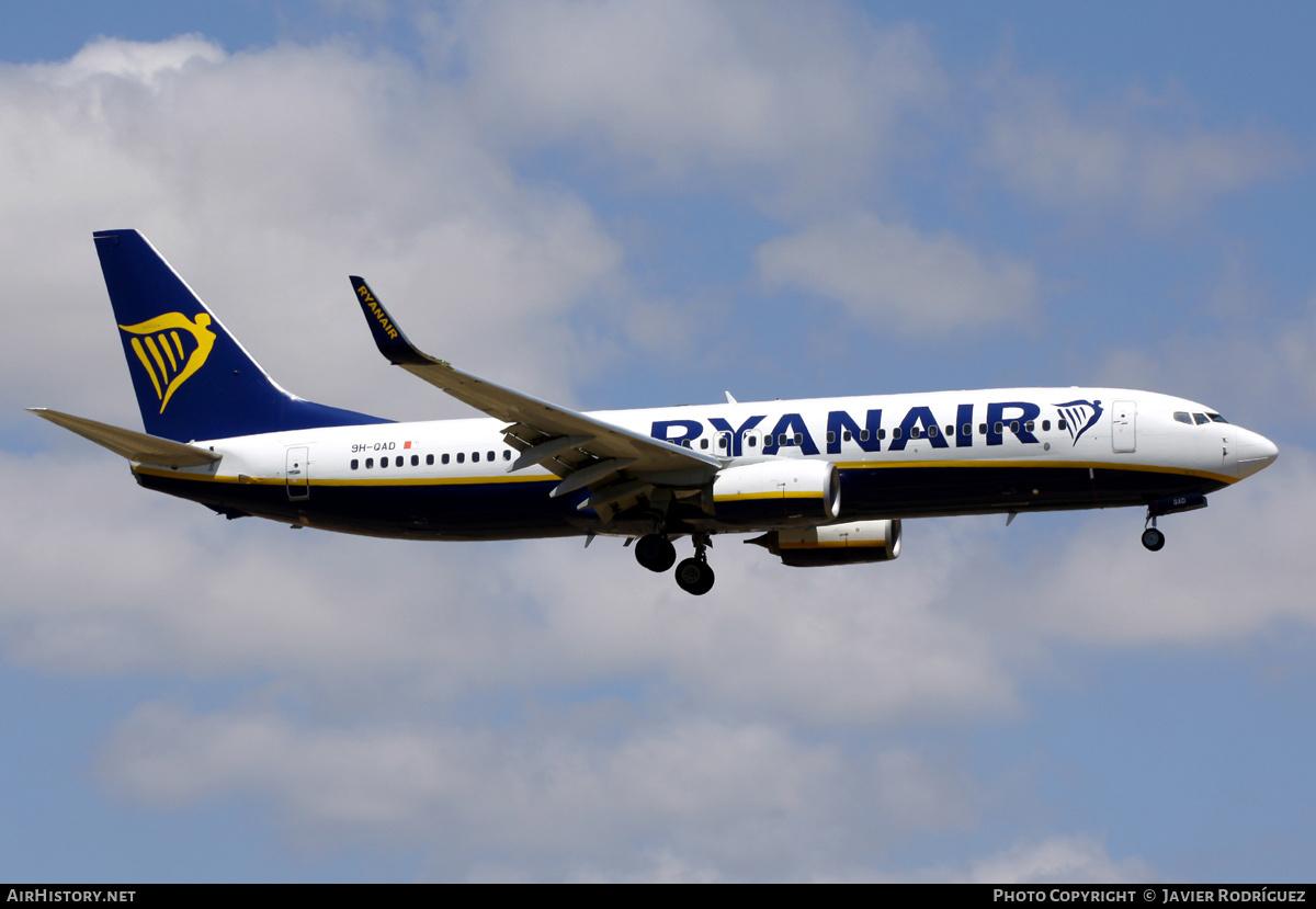 Aircraft Photo of 9H-QAD | Boeing 737-800 | Ryanair | AirHistory.net #533803