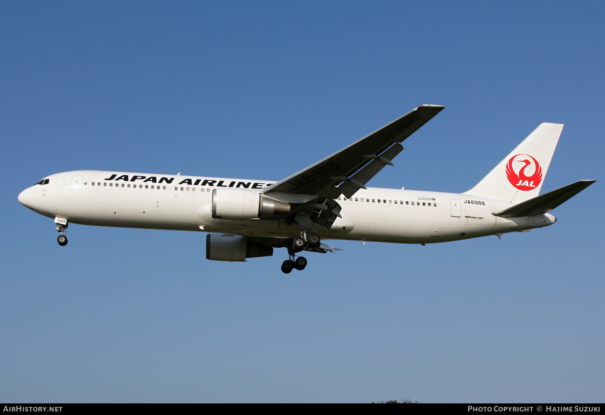 Aircraft Photo of JA8988 | Boeing 767-346 | Japan Airlines - JAL | AirHistory.net #533858