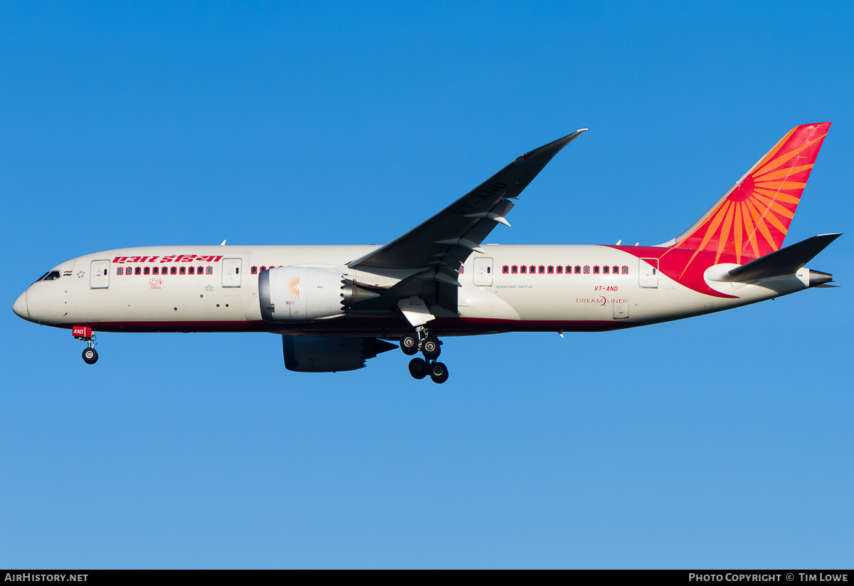 Aircraft Photo of VT-AND | Boeing 787-8 Dreamliner | Air India | AirHistory.net #534642