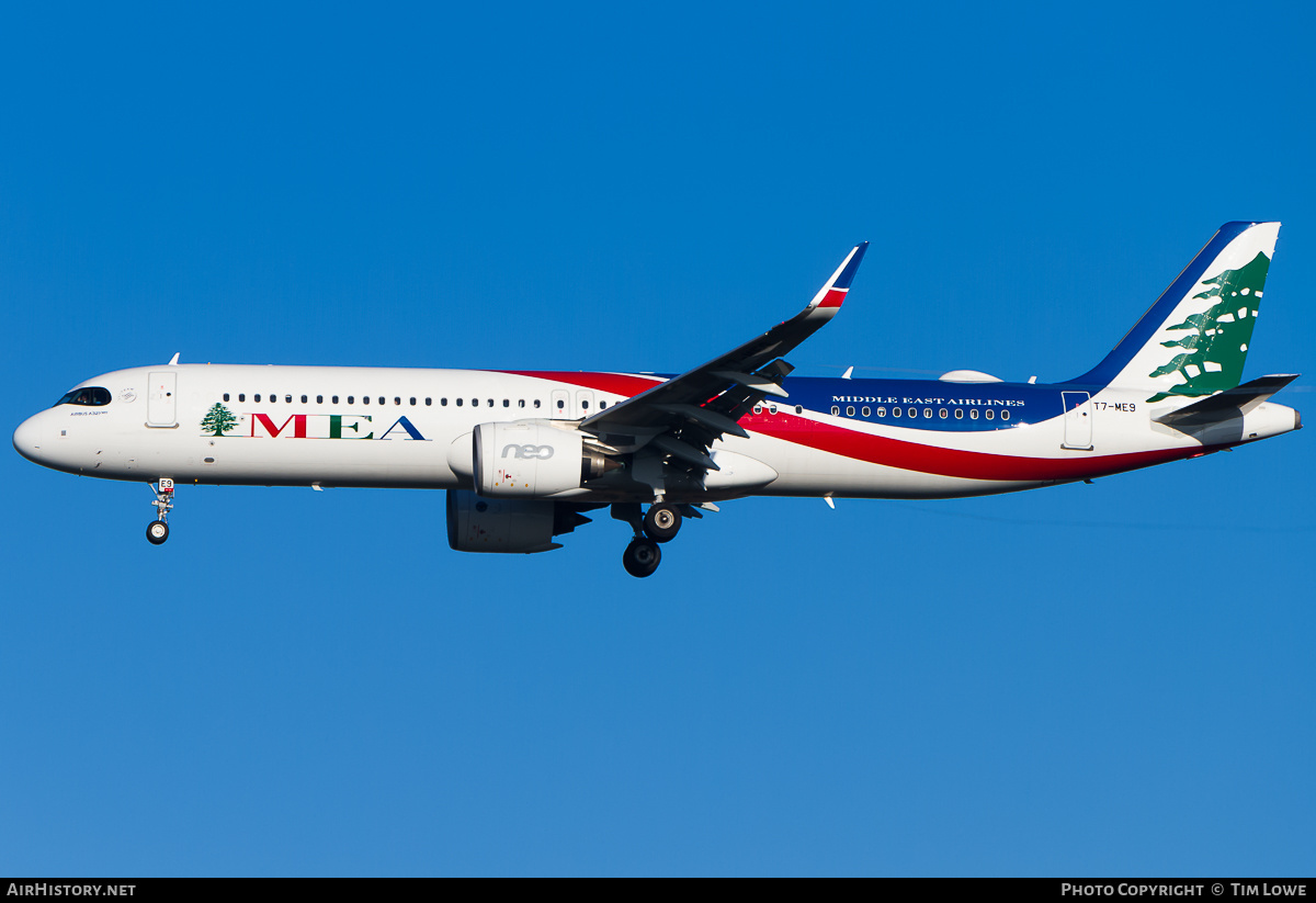 Aircraft Photo of T7-ME9 | Airbus A321-271NX | MEA - Middle East Airlines | AirHistory.net #534801