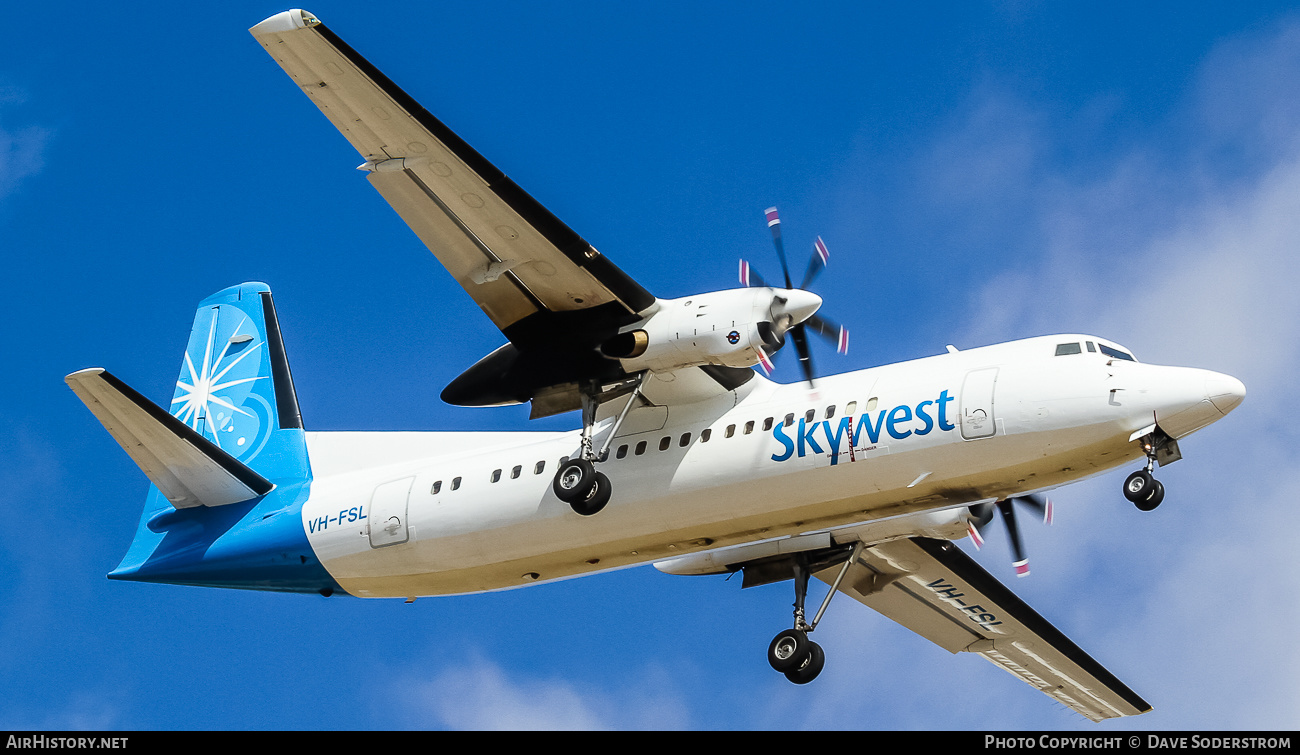 Aircraft Photo of VH-FSL | Fokker 50 | Skywest Airlines | AirHistory.net #535605