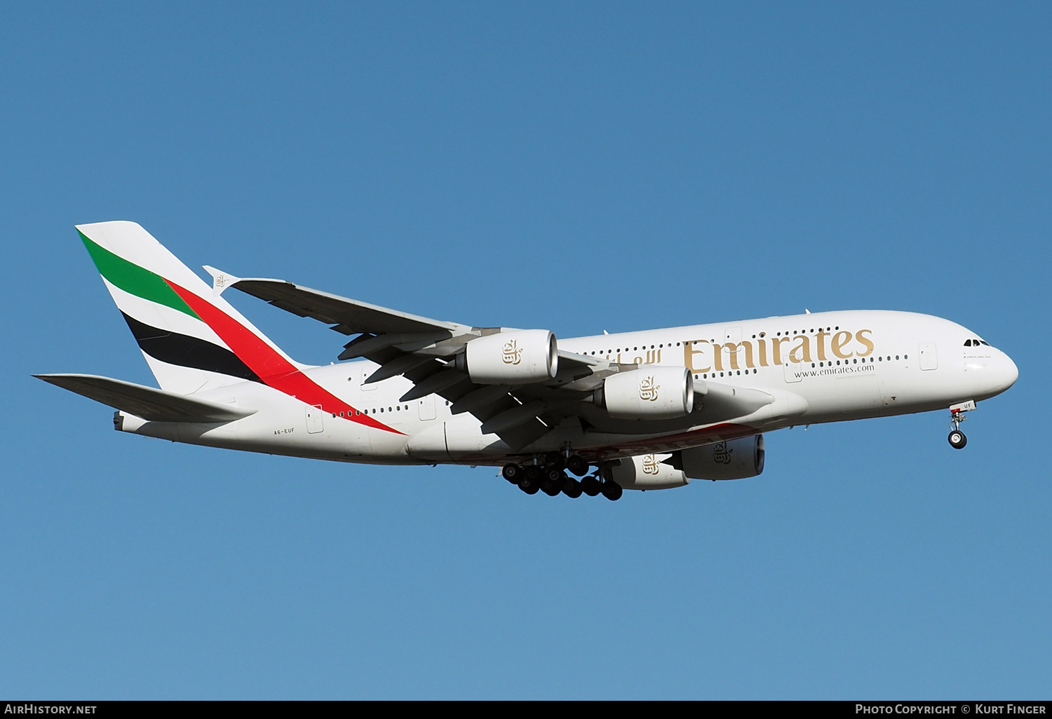 Aircraft Photo of A6-EUF | Airbus A380-861 | Emirates | AirHistory.net #537385