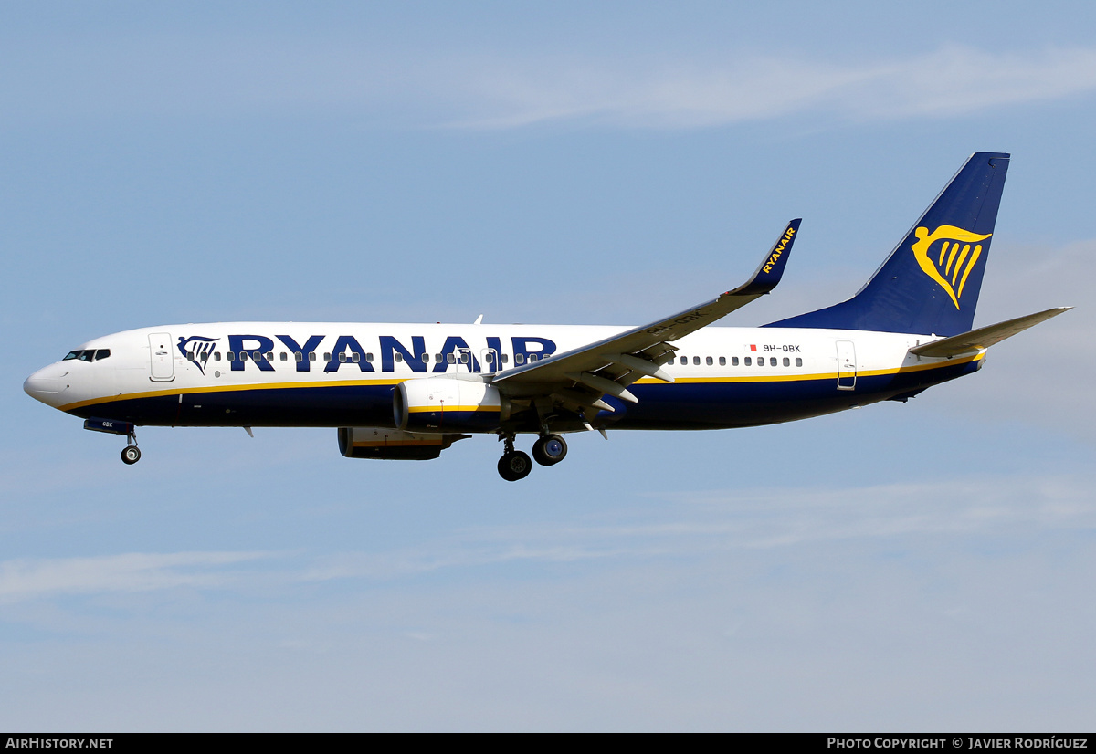 Aircraft Photo of 9H-QBK | Boeing 737-8AS | Ryanair | AirHistory.net #537822