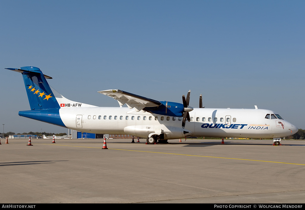 Aircraft Photo of HB-AFW | ATR ATR-72-202/F | Quikjet Airlines | AirHistory.net #538040