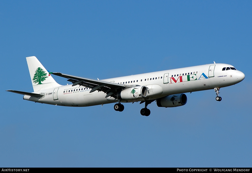 Aircraft Photo of F-ORMF | Airbus A321-231 | MEA - Middle East Airlines | AirHistory.net #538170