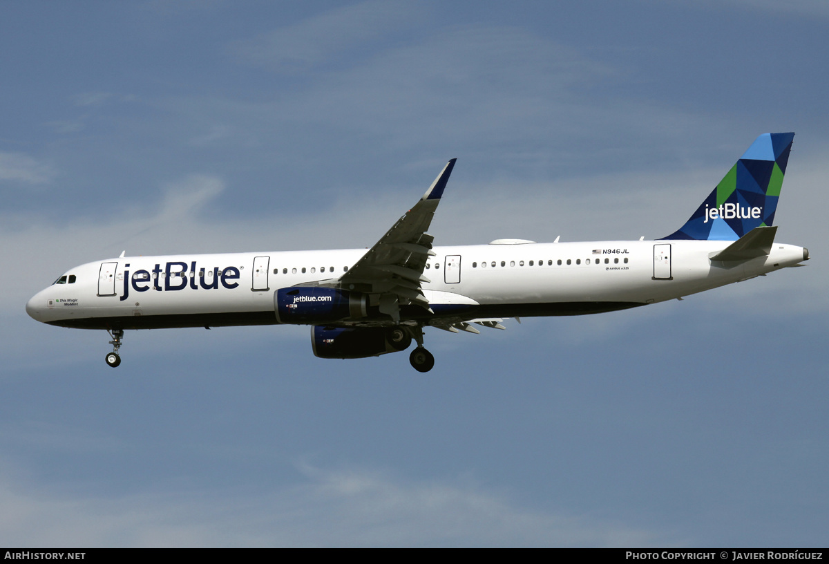 Aircraft Photo of N946JL | Airbus A321-231 | JetBlue Airways | AirHistory.net #538366