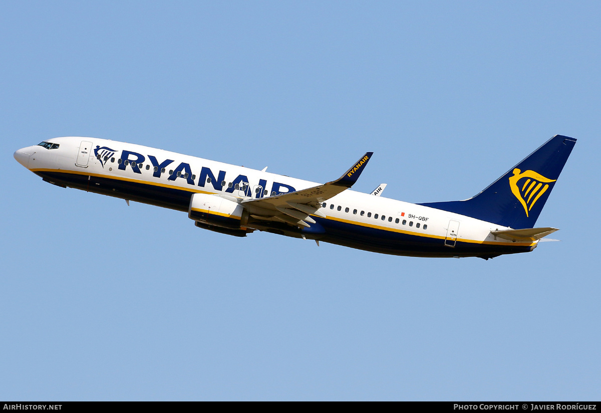 Aircraft Photo of 9H-QBF | Boeing 737-800 | Ryanair | AirHistory.net #538570