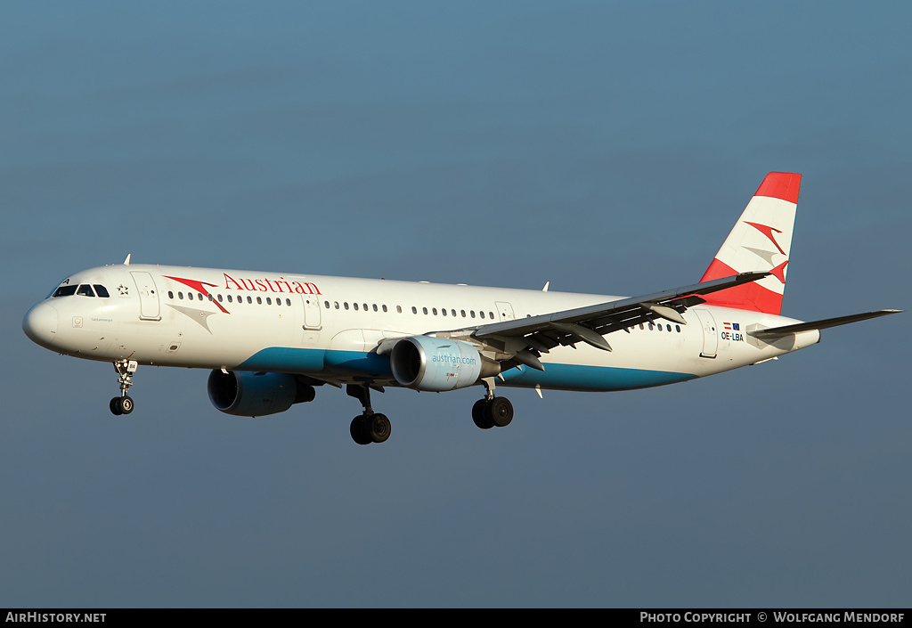 Aircraft Photo of OE-LBA | Airbus A321-111 | Austrian Airlines | AirHistory.net #538591