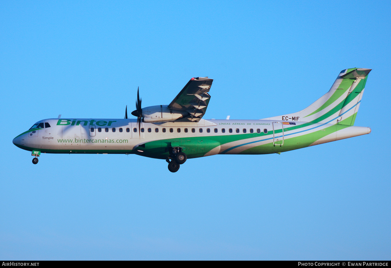 Aircraft Photo of EC-MIF | ATR ATR-72-600 (ATR-72-212A) | Binter Canarias | AirHistory.net #538645