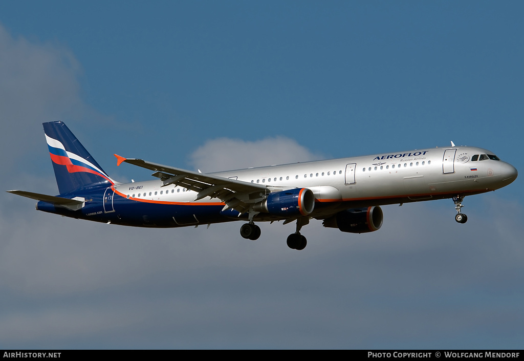 Aircraft Photo of VQ-BEI | Airbus A321-211 | Aeroflot - Russian Airlines | AirHistory.net #538807