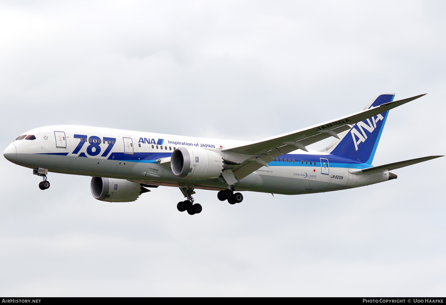 Aircraft Photo of JA820A | Boeing 787-8 Dreamliner | All Nippon Airways - ANA | AirHistory.net #538870