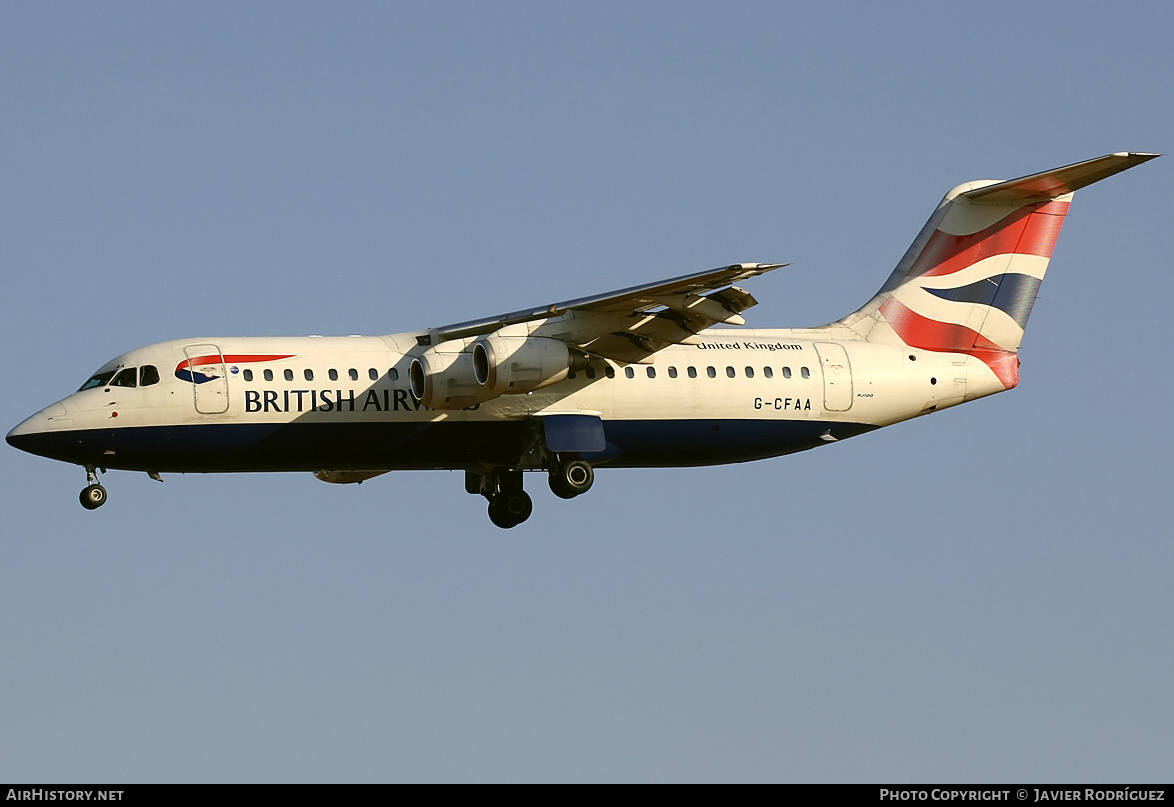 Aircraft Photo of G-CFAA | BAE Systems Avro 146-RJ100 | British Airways | AirHistory.net #540588