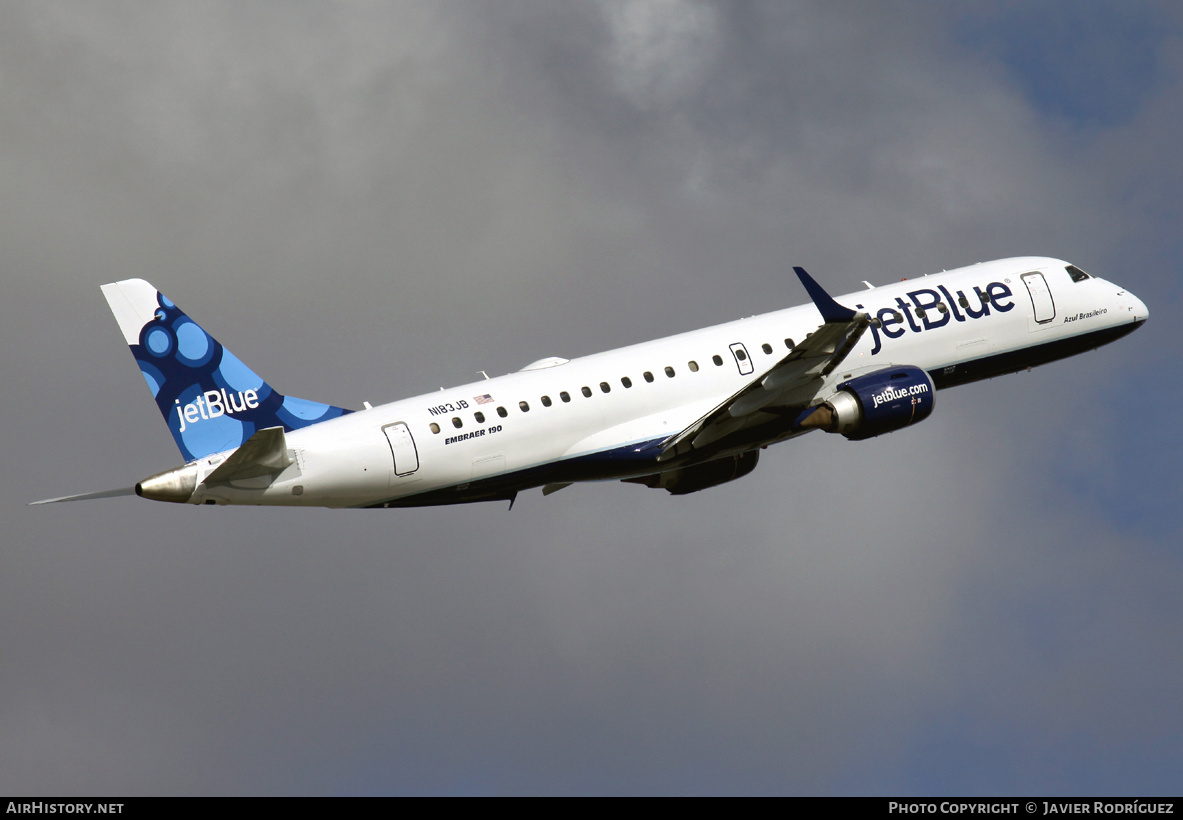 Aircraft Photo of N183JB | Embraer 190AR (ERJ-190-100IGW) | JetBlue Airways | AirHistory.net #541071