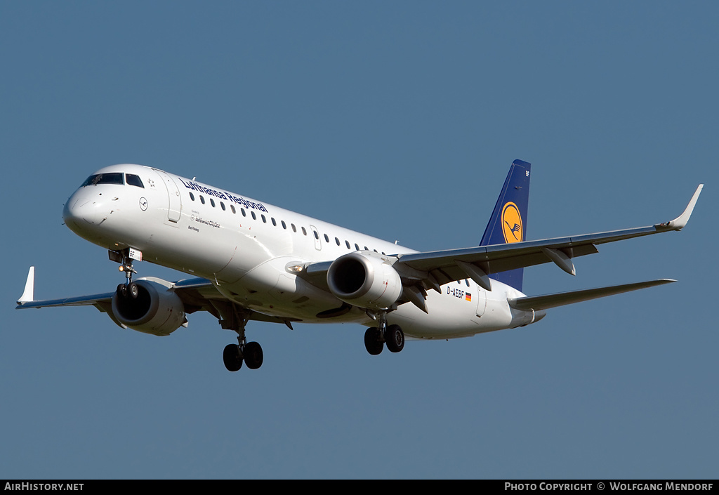 Aircraft Photo of D-AEBF | Embraer 195LR (ERJ-190-200LR) | Lufthansa Regional | AirHistory.net #541802
