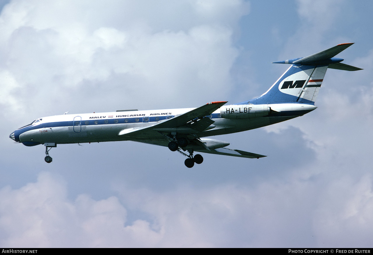 Aircraft Photo of HA-LBF | Tupolev Tu-134 | Malév - Hungarian Airlines | AirHistory.net #542992