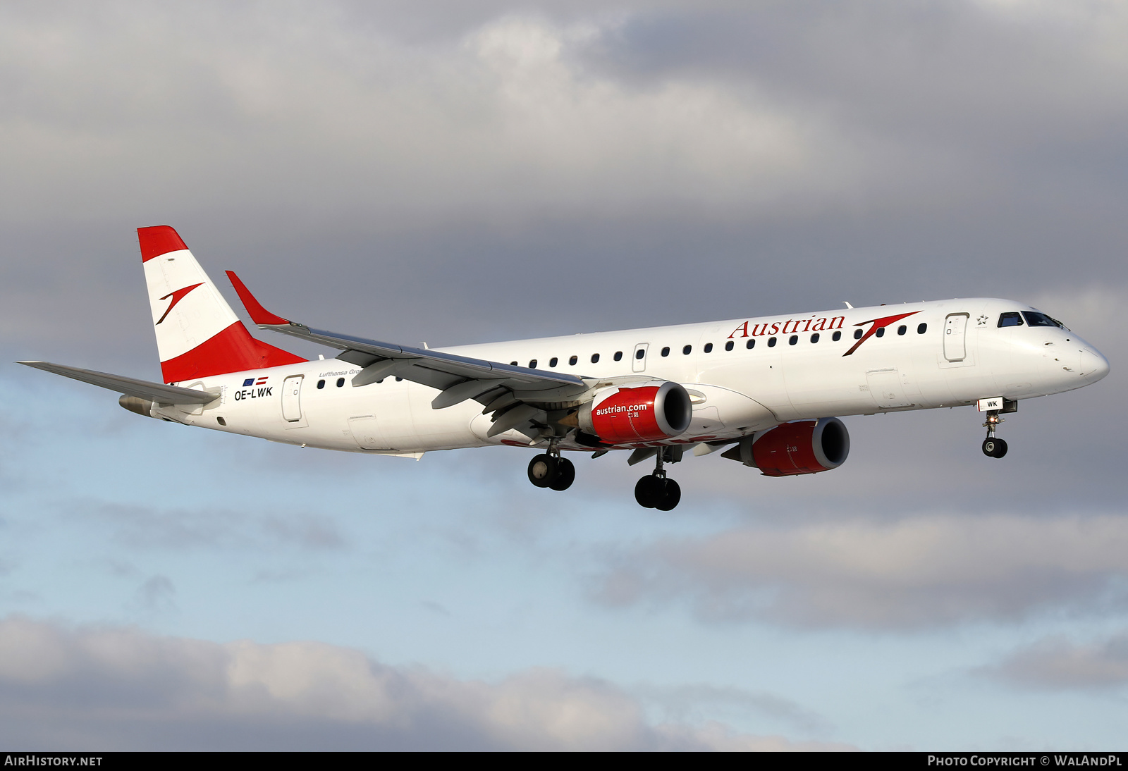 Aircraft Photo of OE-LWK | Embraer 195LR (ERJ-190-200LR) | Austrian Airlines | AirHistory.net #545672