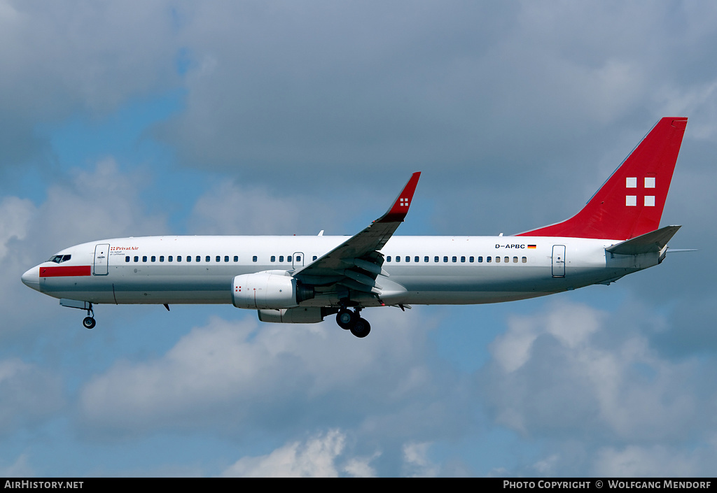 Aircraft Photo of D-APBC | Boeing 737-8BK | PrivatAir | AirHistory.net #548695