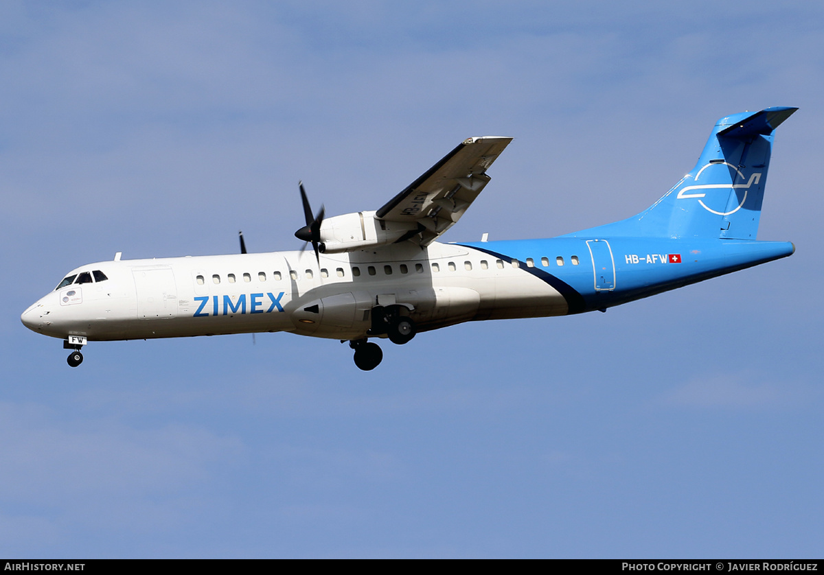 Aircraft Photo of HB-AFW | ATR ATR-72-202/F | Zimex Aviation | AirHistory.net #549157