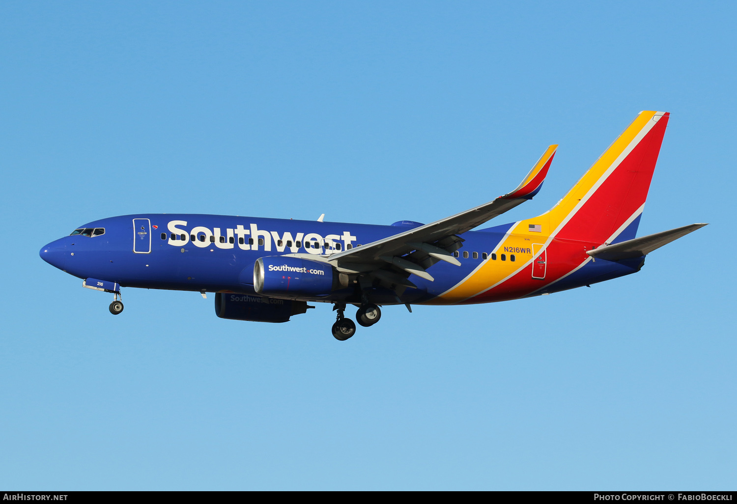 Aircraft Photo of N216WR | Boeing 737-7H4 | Southwest Airlines | AirHistory.net #550721