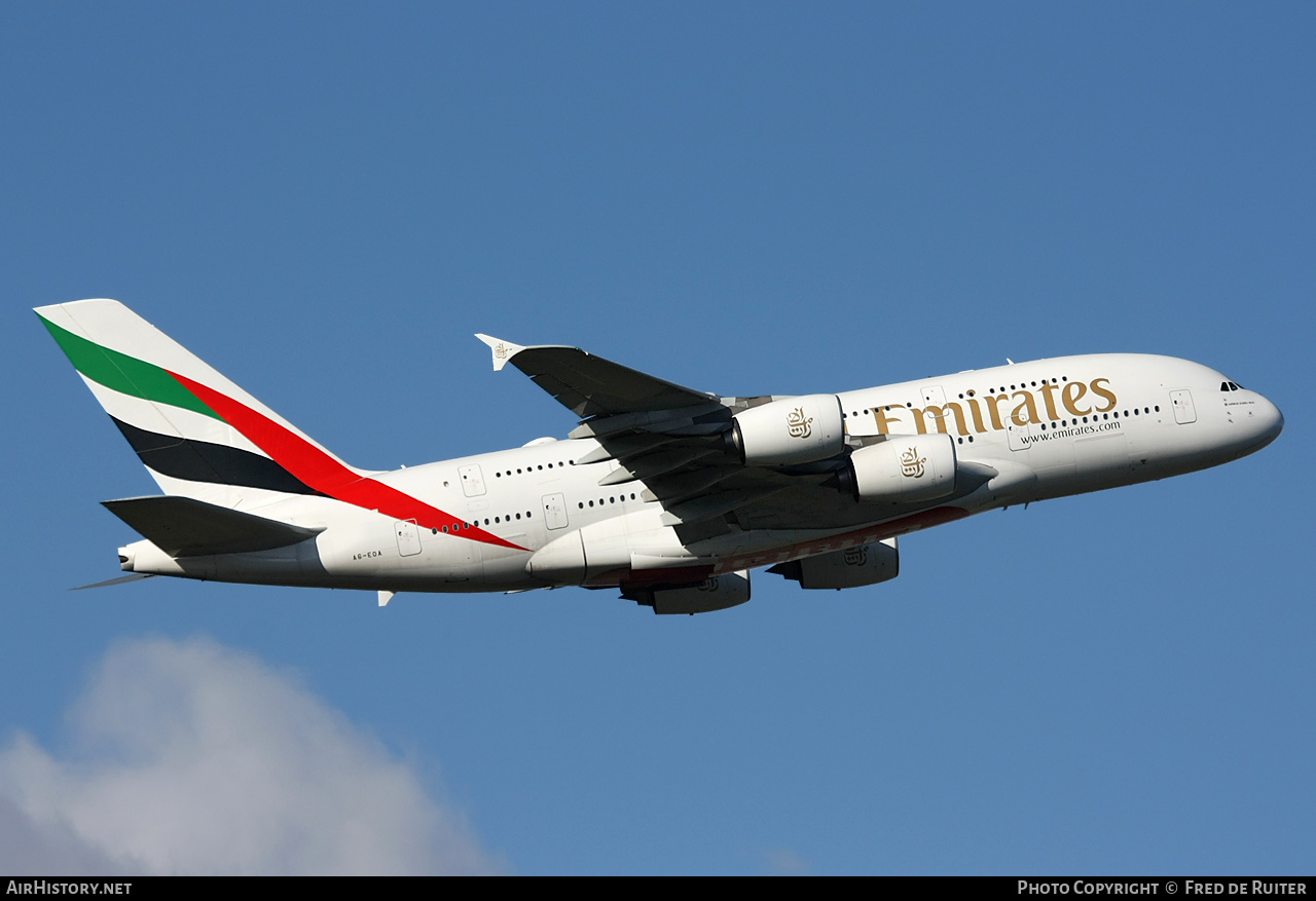 Aircraft Photo of A6-EOA | Airbus A380-861 | Emirates | AirHistory.net #550870