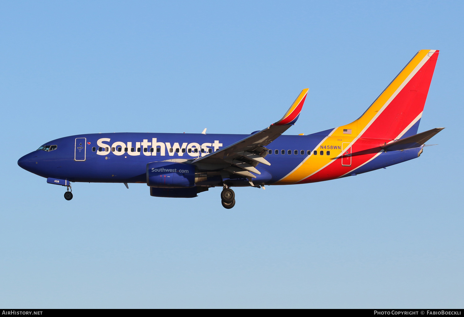 Aircraft Photo of N458WN | Boeing 737-7H4 | Southwest Airlines | AirHistory.net #551353