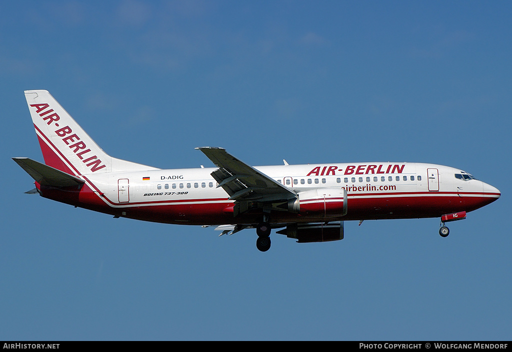 Aircraft Photo of D-ADIG | Boeing 737-3L9 | Air Berlin | AirHistory.net #552427