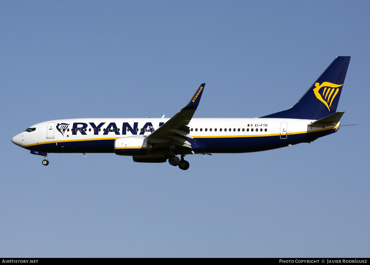 Aircraft Photo of EI-FTD | Boeing 737-800 | Ryanair | AirHistory.net #553074