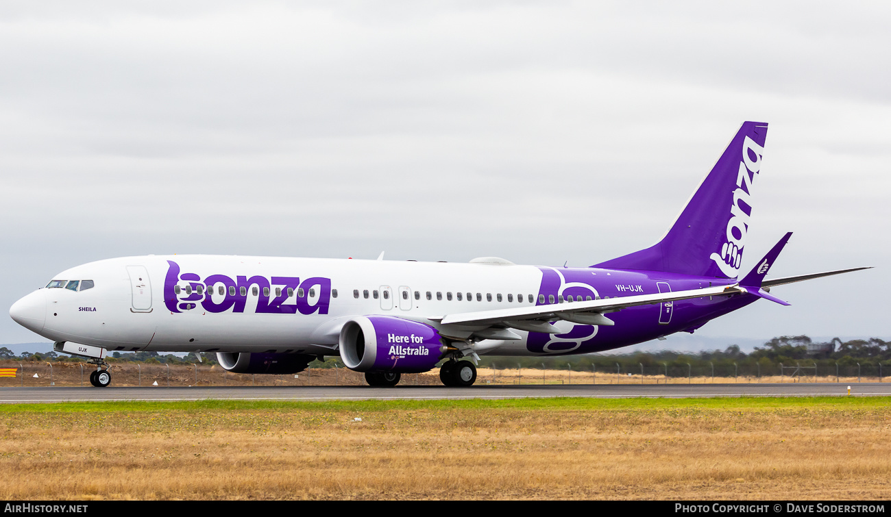 Aircraft Photo of VH-UJK | Boeing 737-8 Max 8 | Bonza Aviation | AirHistory.net #553438