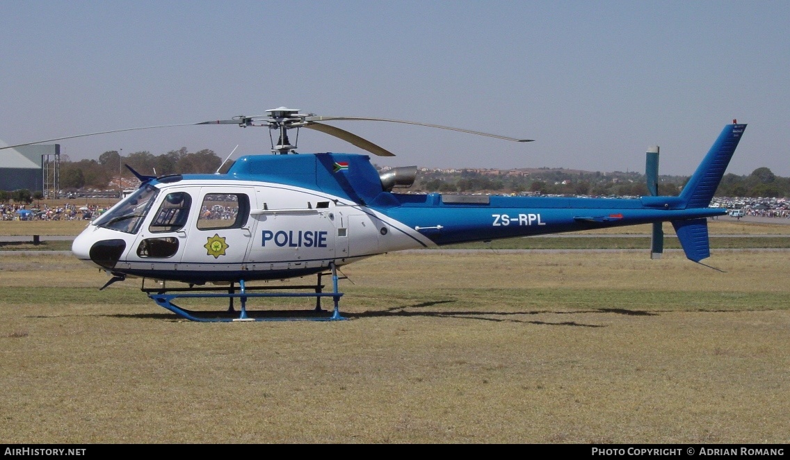 Aircraft Photo of ZS-RPL | Eurocopter AS-350B-3 Ecureuil | SAP - South African Police | AirHistory.net #555001