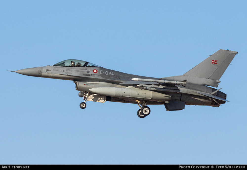 Aircraft Photo of E-024 | General Dynamics F-16AM Fighting Falcon | Denmark - Air Force | AirHistory.net #555708