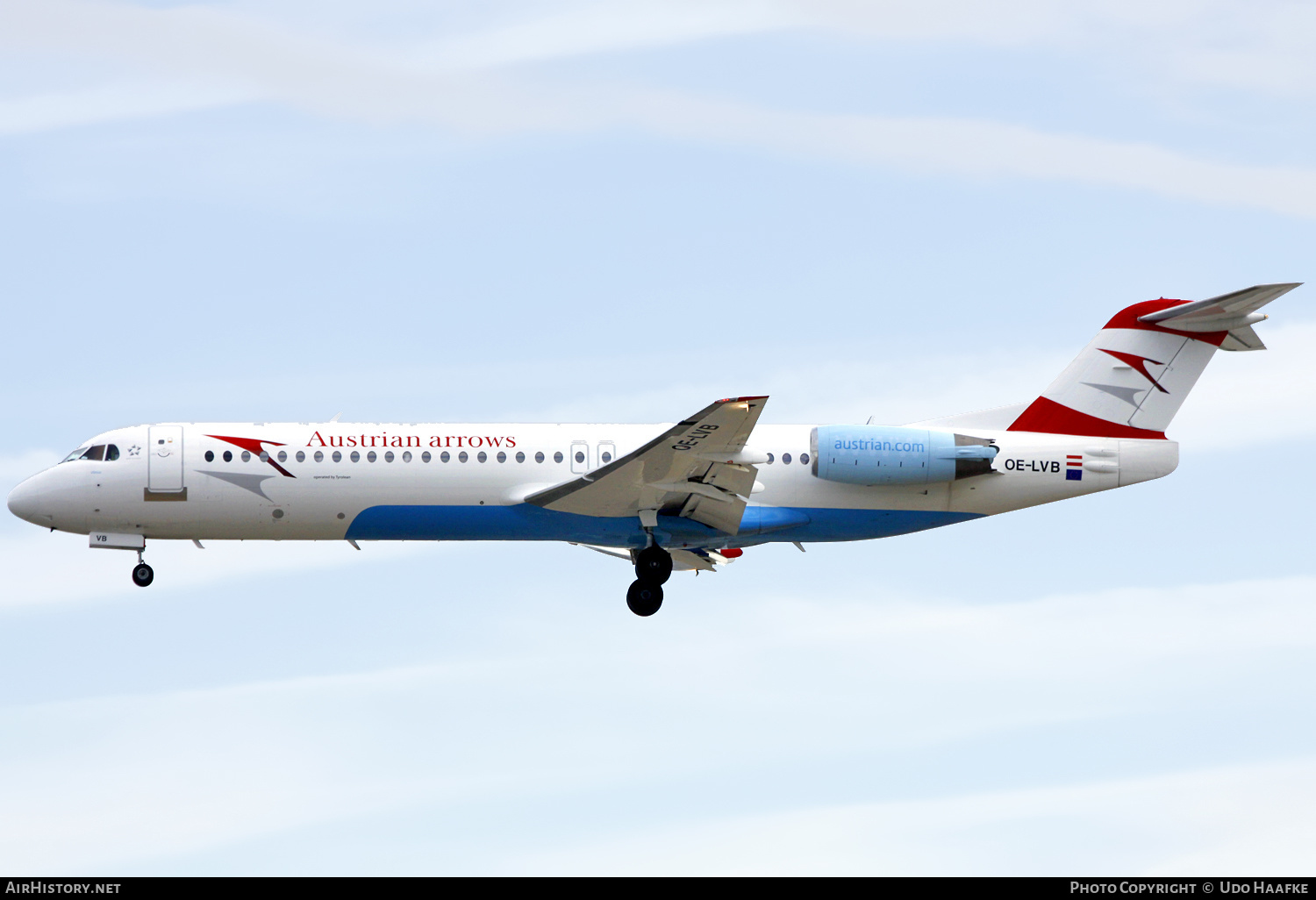 Aircraft Photo of OE-LVB | Fokker 100 (F28-0100) | Austrian Arrows | AirHistory.net #556240