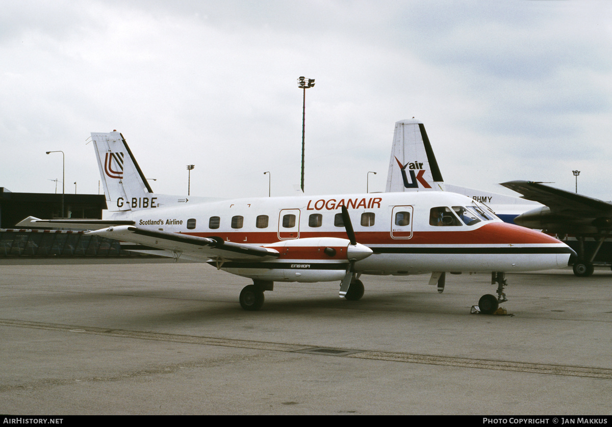 Aircraft Photo of G-BIBE | Embraer EMB-110P1 Bandeirante | Loganair | AirHistory.net #556248