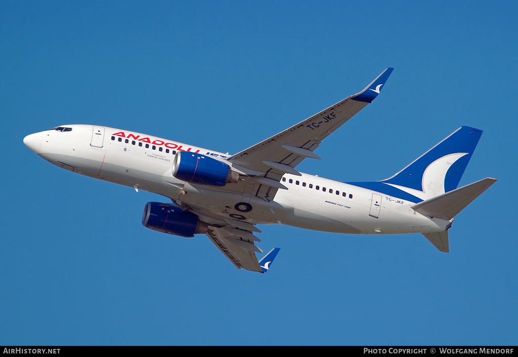 Aircraft Photo of TC-JKF | Boeing 737-76N | AnadoluJet | AirHistory.net #557127