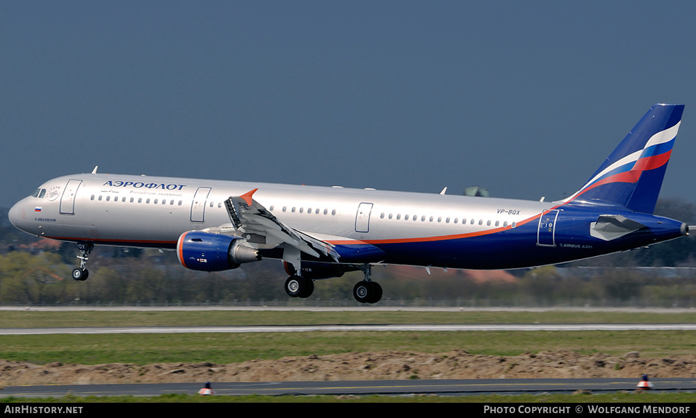 Aircraft Photo of VP-BQX | Airbus A321-211 | Aeroflot - Russian Airlines | AirHistory.net #557173