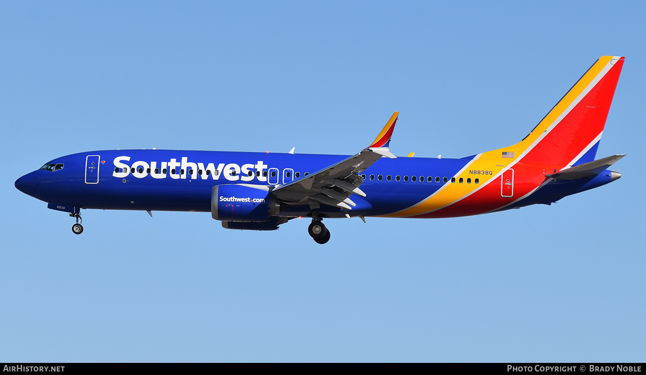Aircraft Photo of N8838Q | Boeing 737-8 Max 8 | Southwest Airlines | AirHistory.net #558033