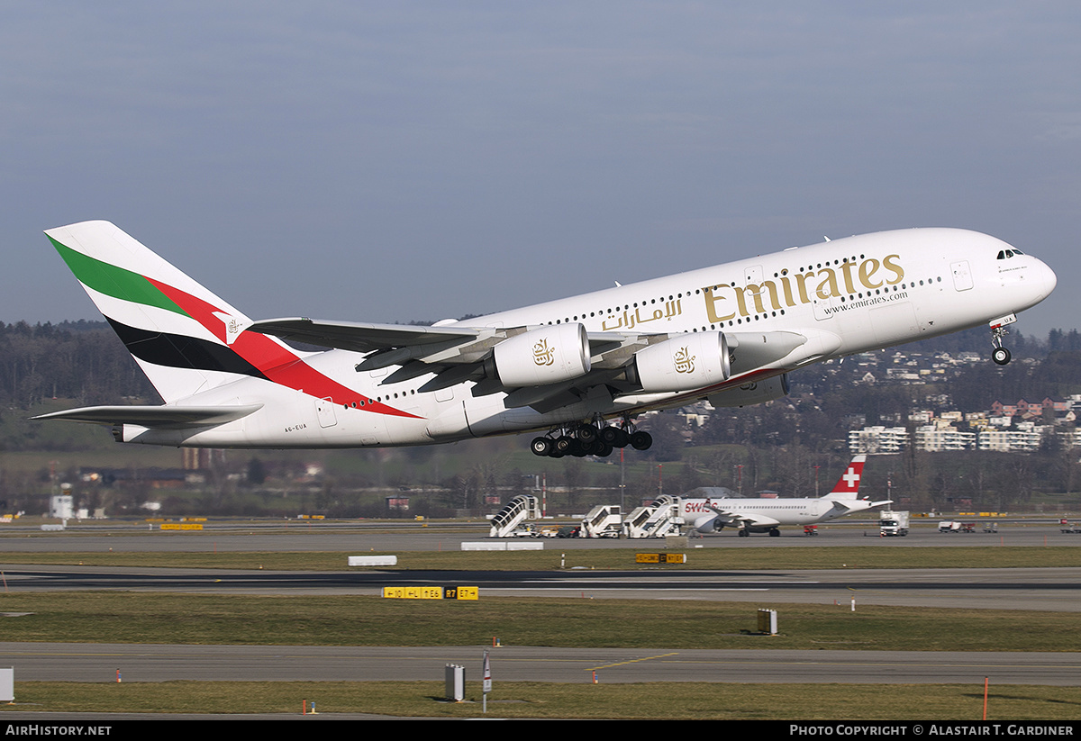 Aircraft Photo of A6-EUA | Airbus A380-861 | Emirates | AirHistory.net #558435