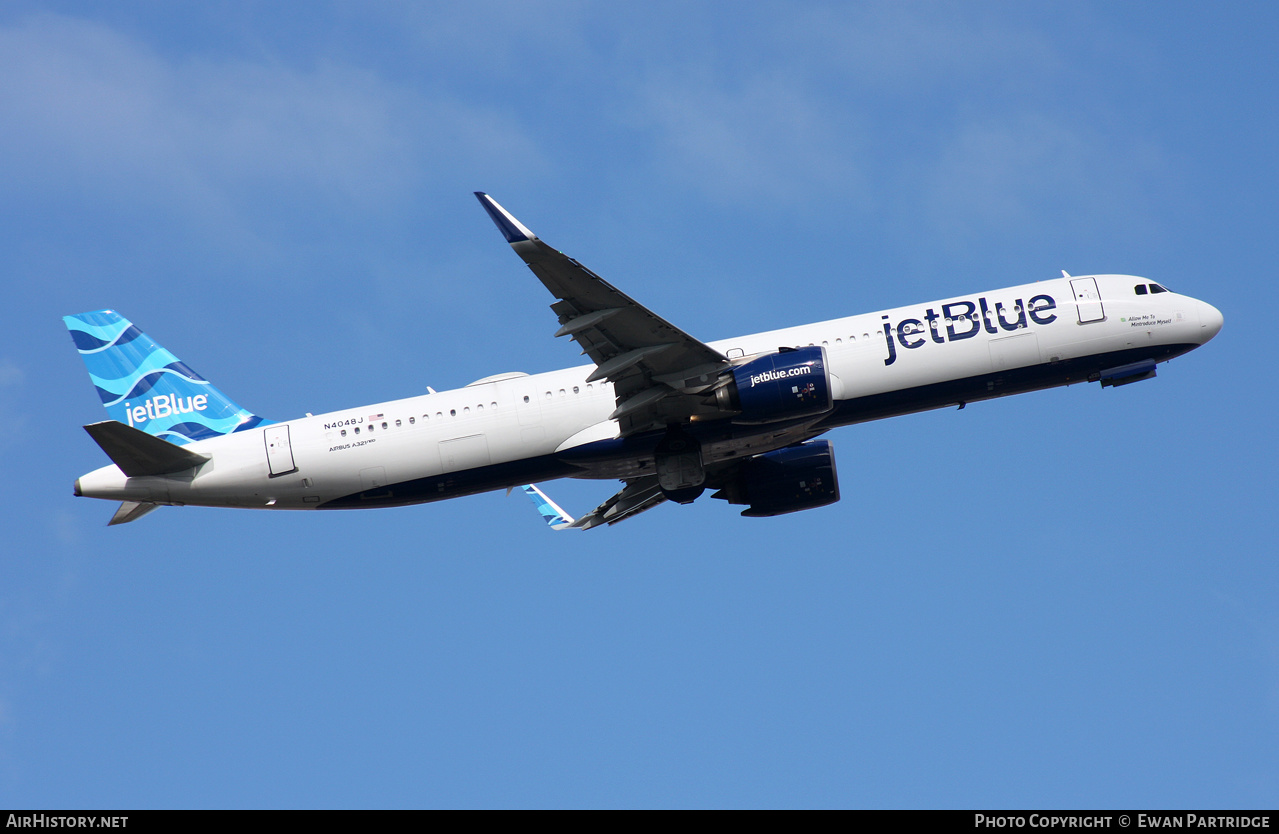 Aircraft Photo of N4048J | Airbus A321-271NXLR | JetBlue Airways | AirHistory.net #559764