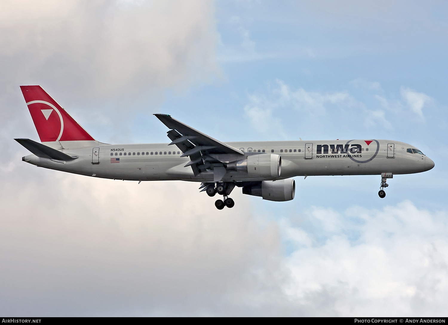 Aircraft Photo of N540US | Boeing 757-251 | Northwest Airlines | AirHistory.net #560496