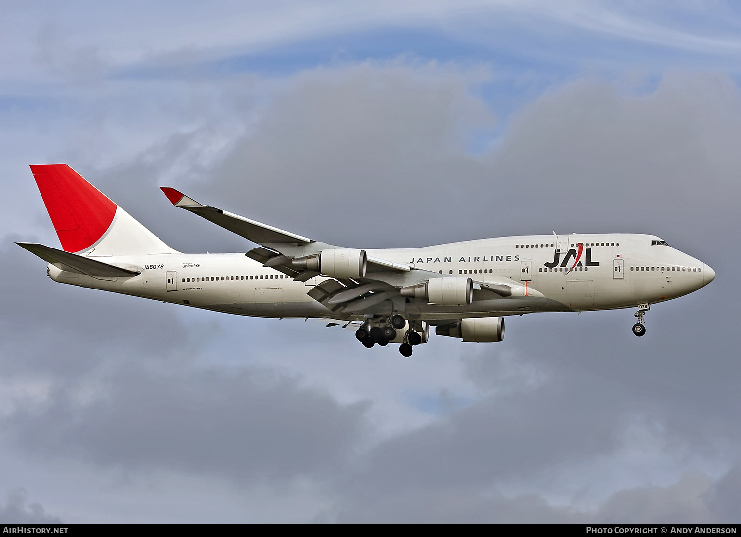 Aircraft Photo of JA8078 | Boeing 747-446 | Japan Airlines - JAL | AirHistory.net #560603