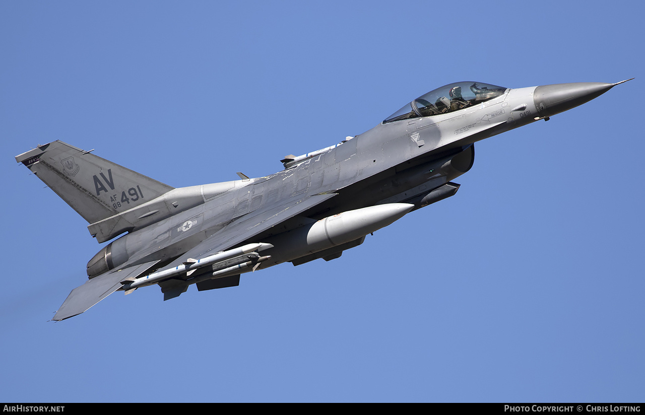 Aircraft Photo of 88-0491 / AF88-491 | General Dynamics F-16C Fighting Falcon | USA - Air Force | AirHistory.net #561770