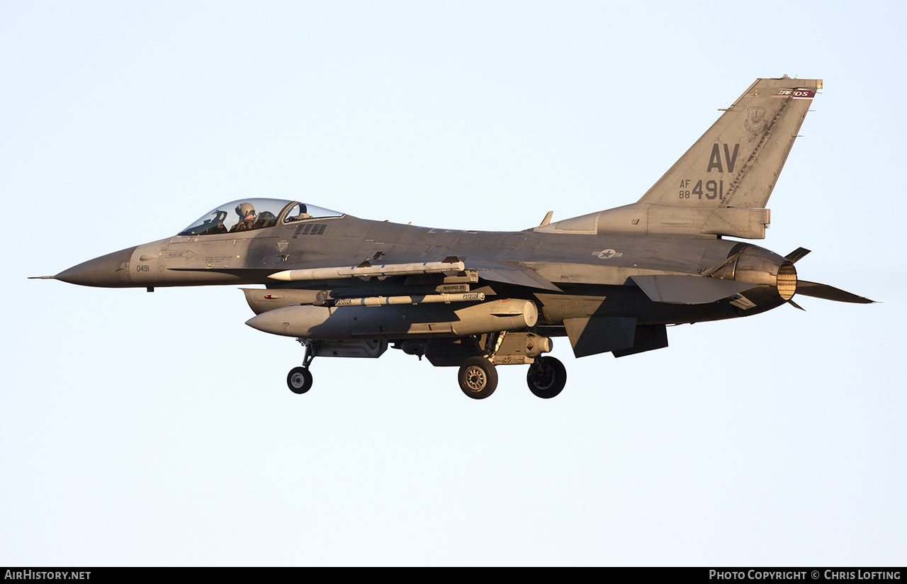 Aircraft Photo of 88-0491 / AF88-491 | General Dynamics F-16C Fighting Falcon | USA - Air Force | AirHistory.net #561836