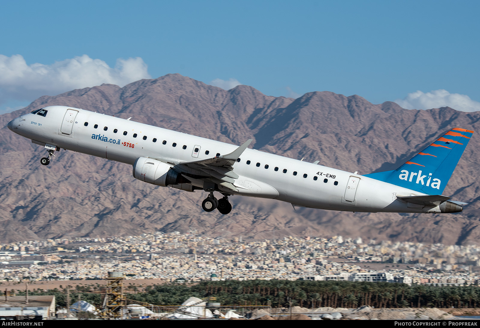 Aircraft Photo of 4X-EMB | Embraer 190LR (ERJ-190-100LR) | Arkia Israeli Airlines | AirHistory.net #562374