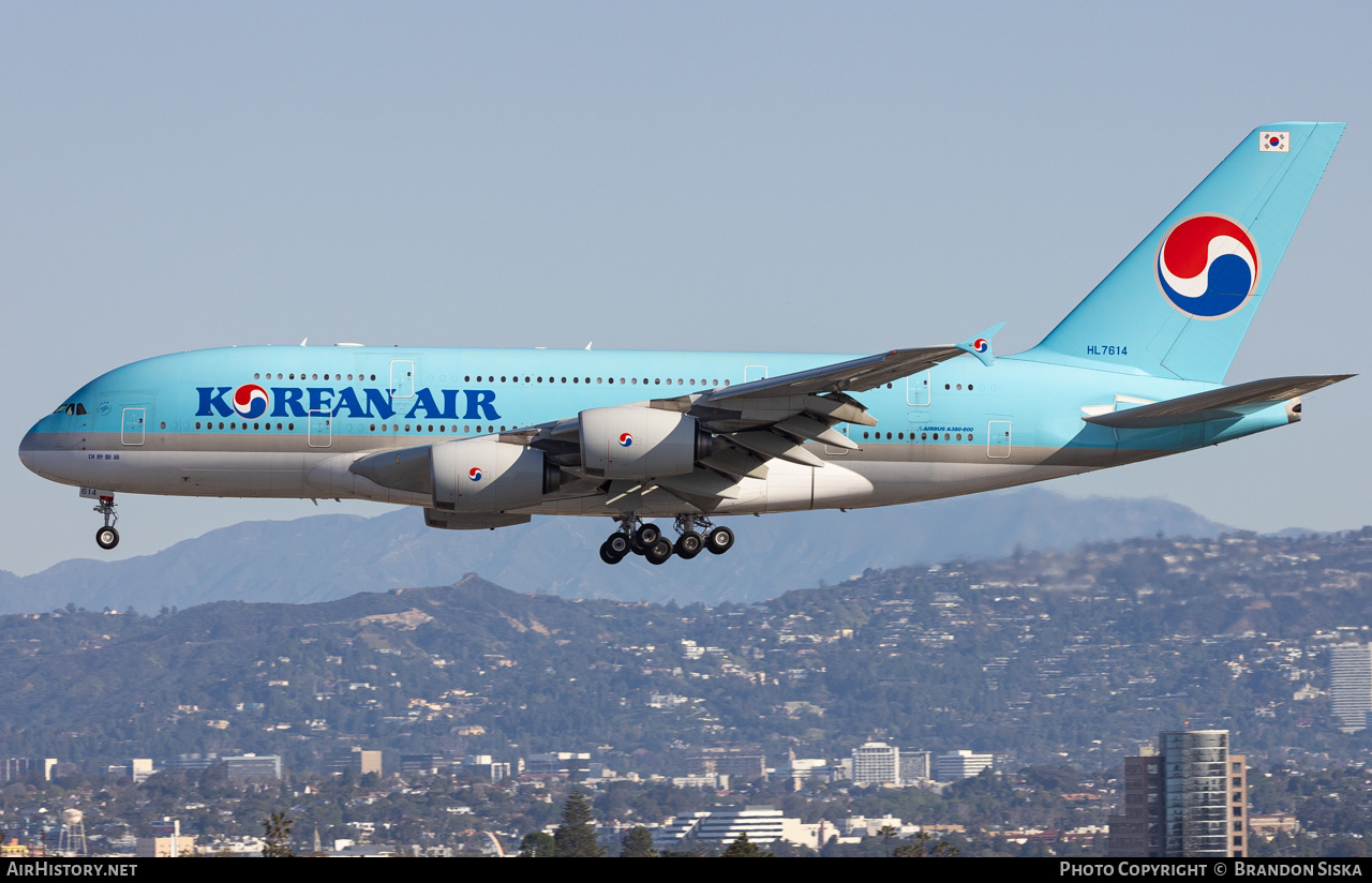 Aircraft Photo of HL7614 | Airbus A380-861 | Korean Air | AirHistory.net #562924