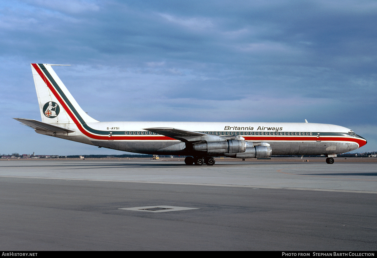Aircraft Photo of G-AYSI | Boeing 707-373C | Britannia Airways | AirHistory.net #563630