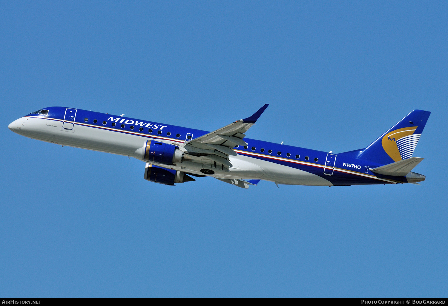 Aircraft Photo of N167HQ | Embraer 190AR (ERJ-190-100IGW) | Midwest Airlines | AirHistory.net #564654